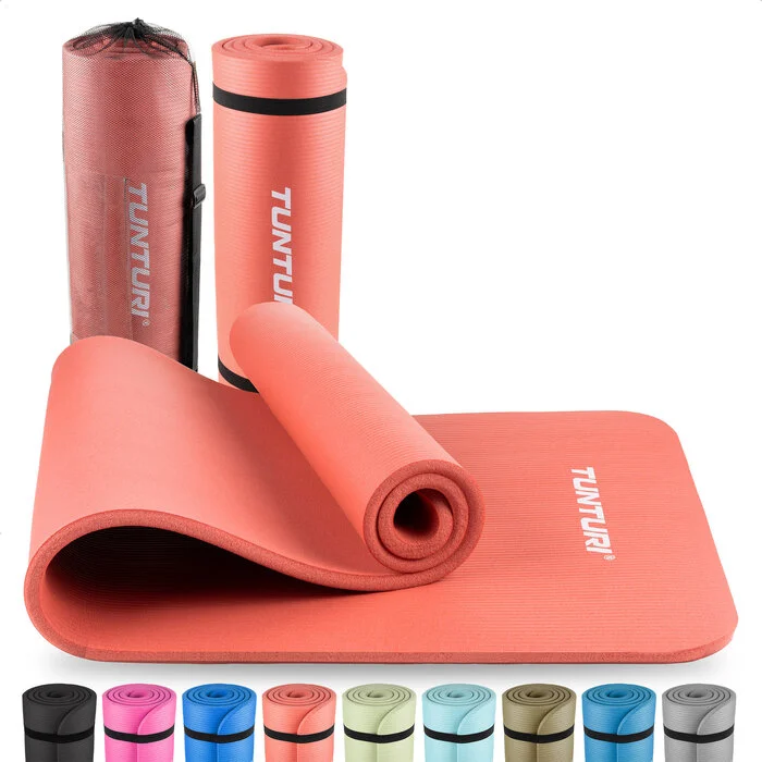 Tunturi NBR – Tapis de fitness 15 mm avec sac de transport – Gris - Matériel sport pas cher – Meilleur rapport qualité-prix Tapis de Réception pour Carnassiers Grayton Roll-Up Measure Mat