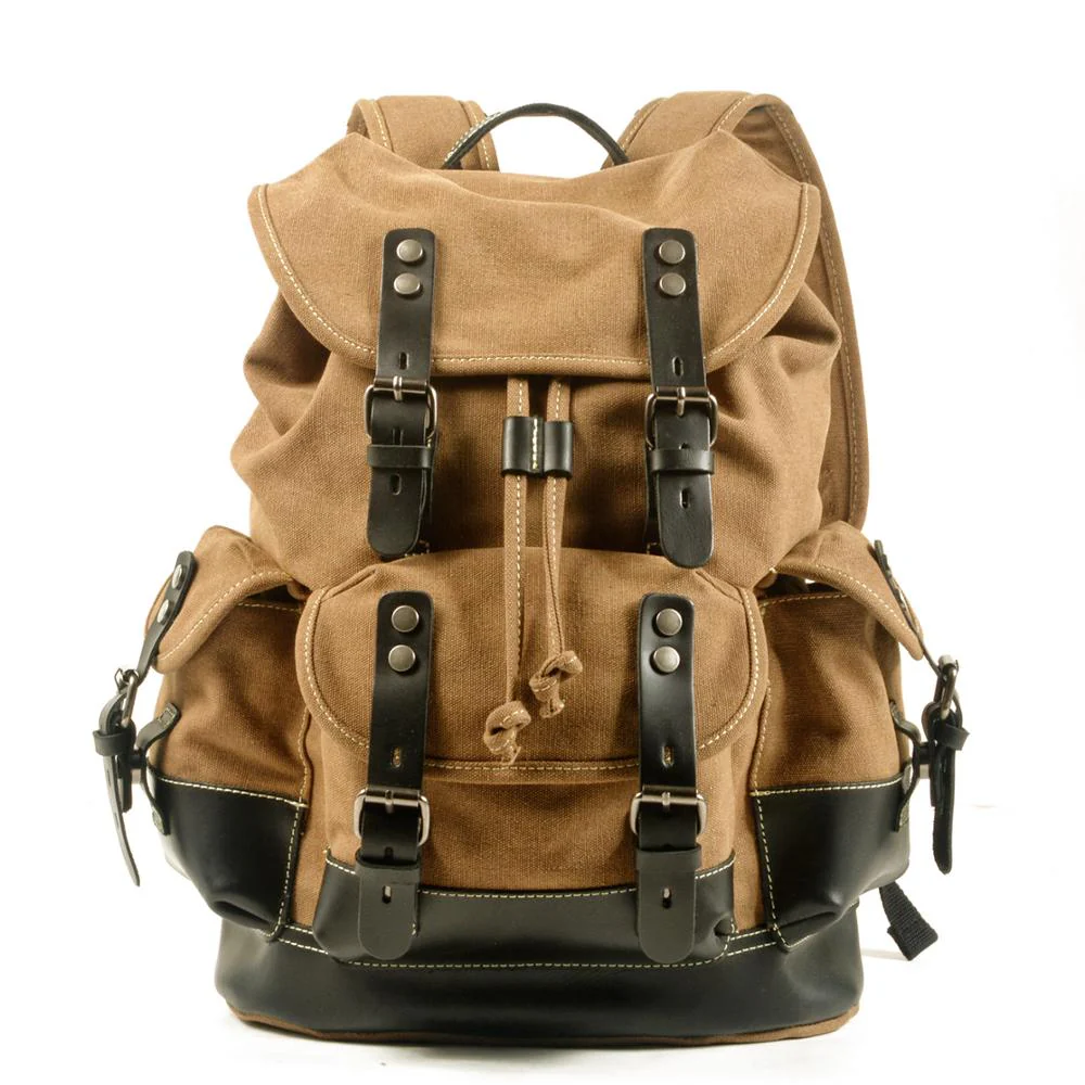 Sac à dos en toile et cuir vert étudiant - Outdoor Sports Shop – Bons Plans Randonnée & Trekking Sac à dos toile et cuir vintage grande capacité – Aurean Paris