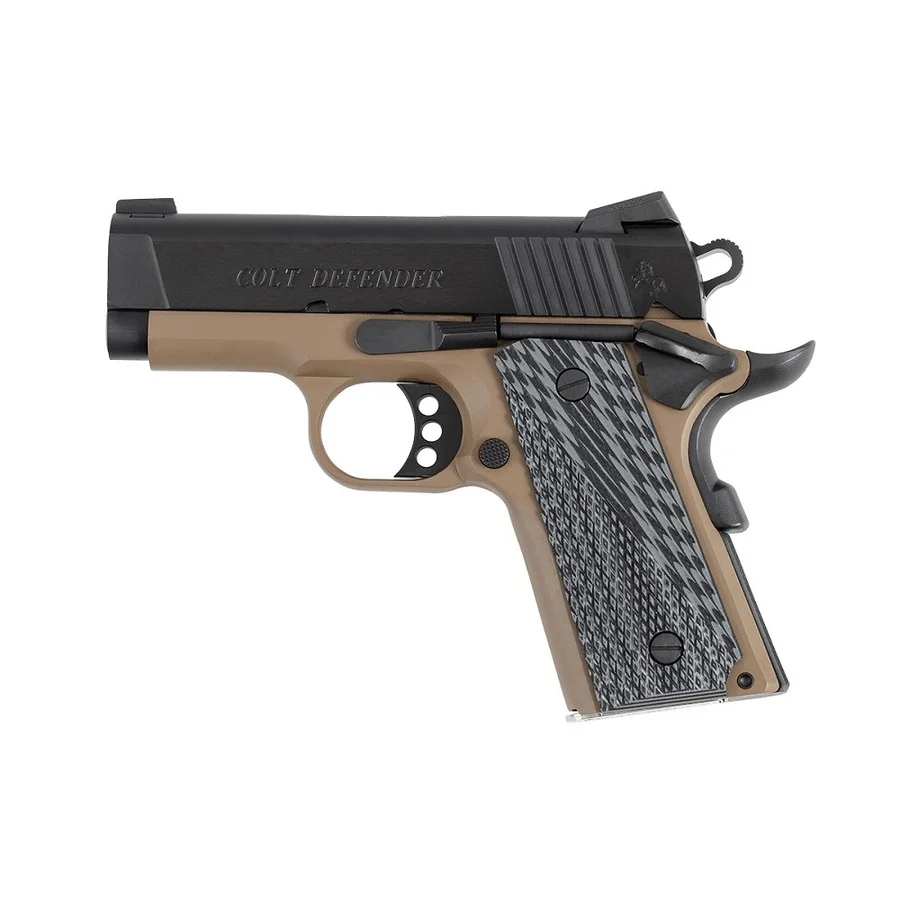 PISTOLET COLT DEFENDER 45 ACP 3″ FDE CERAKOTE BLUED - Offre limitée dans le temps ⏳ Ne tardez pas à AUTO commander !