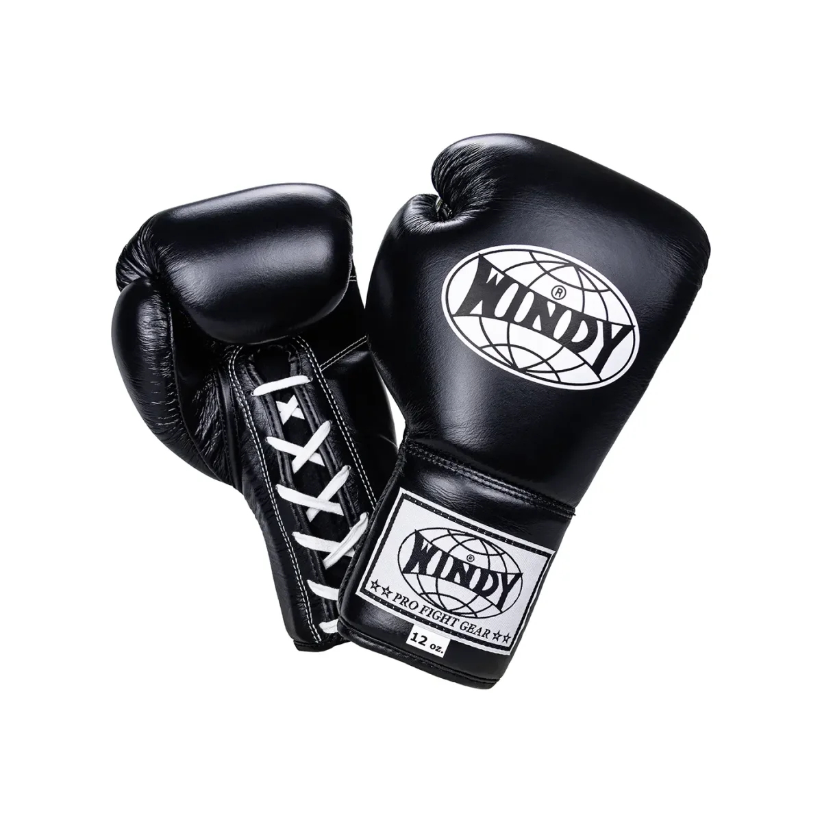 Windy Gants de Boxe à Lacets Noirs - Matériel sport pas cher – Meilleur rapport qualité-prix Gants de boxe twins à lacets noir et bleu BGLL1