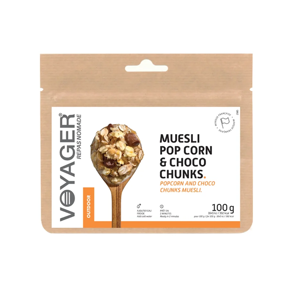 Muesli au pop corn & choco chunks lyophilisé - Outdoor Sports Shop – Bons Plans Randonnée & Trekking 8AM Muesli Mix Fruit Flavour, 425g - 8am Fit