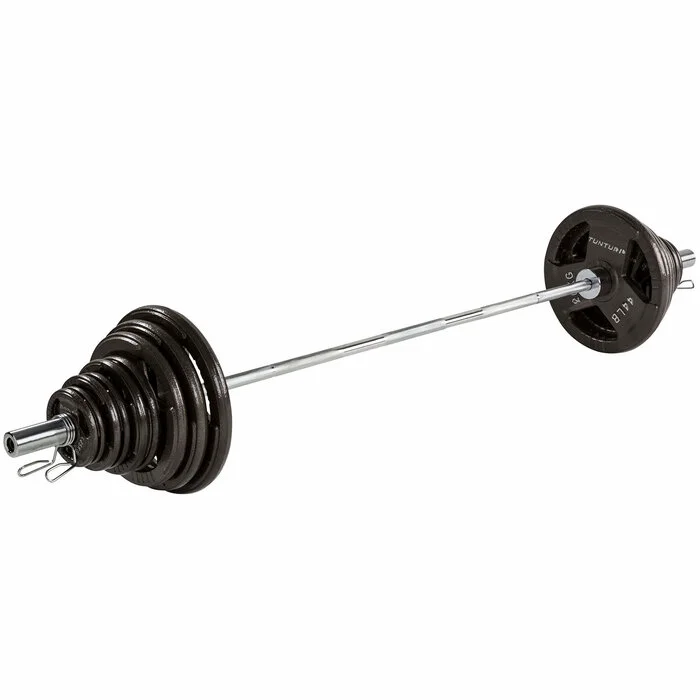 Tunturi Olympic – Set de barres avec poids tri-grip 100 kg - Matériel sport pas cher – Meilleur rapport qualité-prix Kit de Pump 20kg (Barre+Poids)