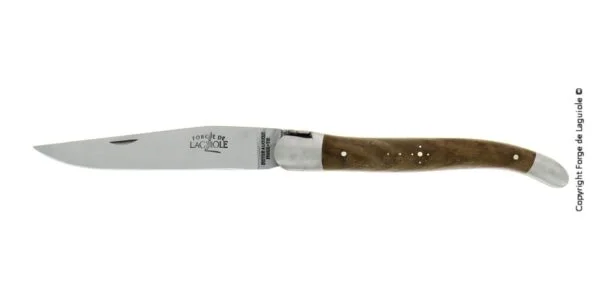 Couteau Laguiole ressort guilloché manche Noyer finition satinée Édition Limitée Art Table Française Promotion