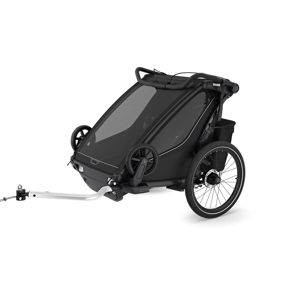 Remorque vélo enfant Thule - Chariot Sport 2 - Tout pour Créer des Expériences Mémorables en Extérieur Remorque vélo 2 en 1 convertible en poussette et jogger pour deux enfants,  coloris Blanc/Noir BC-ELEC.com