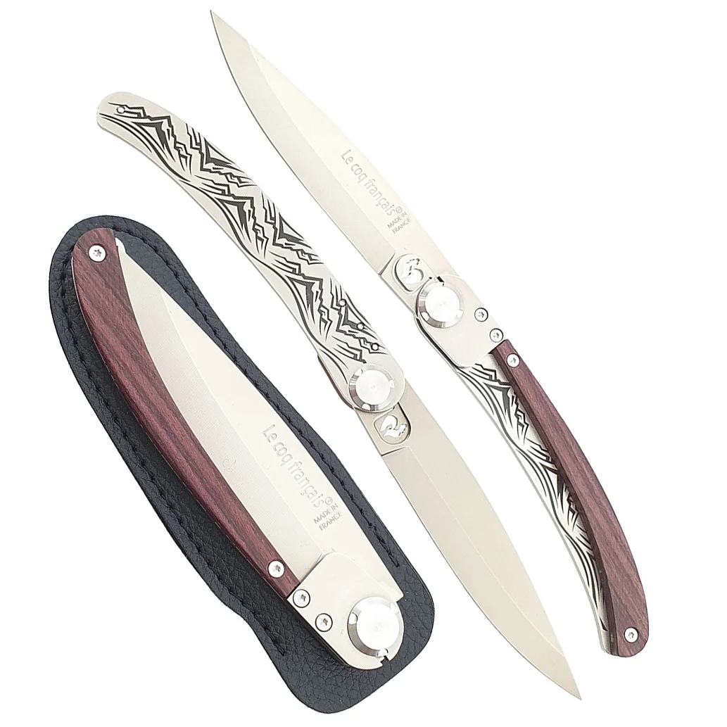 Couteau Le Coq Français MONTAGNE en Bois de Violette - Édition Limitée – L’Art de la Table Française en Promotion ! Couteau de poche LE COQ FRANCAIS Le Coq Virole Provençal manche en bois de  chêne