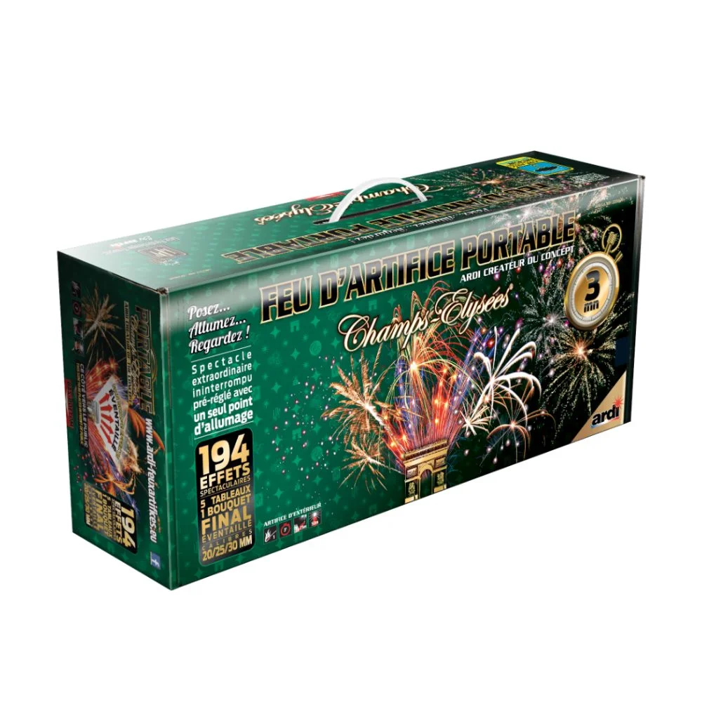 Feu d’Artifice automatique Champs-Elysées – 3 minutes - Éclairage de qualité avec frais de port offerts Vente chaude de feux d'artifice froids étincelants pour événement de mariage