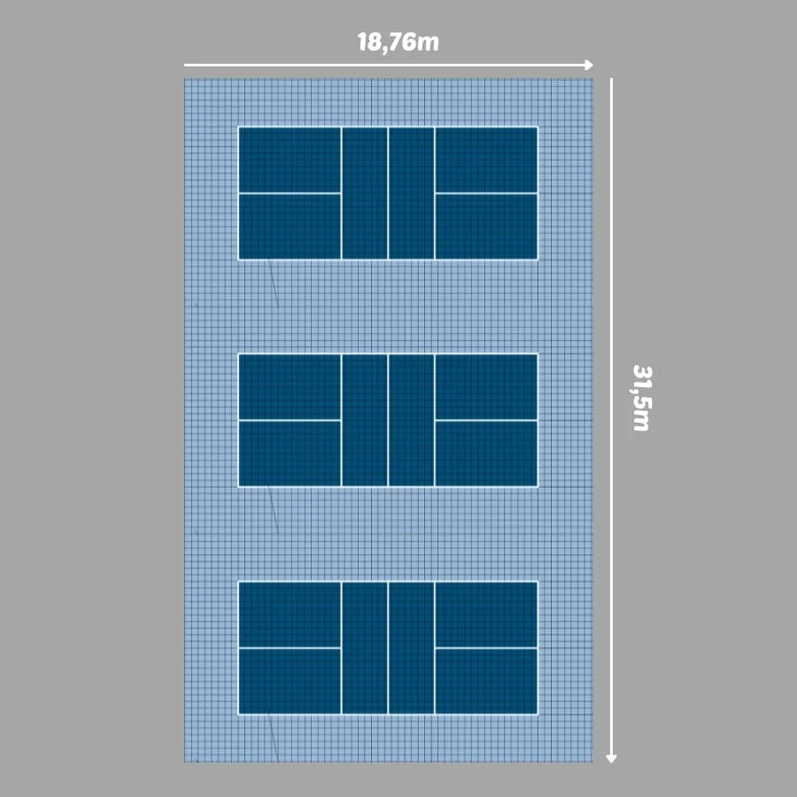 Dalles pour Triple Terrain de Pickleball avec Recul 18,76m x 31,5m (590,94m²) – Dimensions Officielles - Matériel sport pas cher – Meilleur Connection rapport qualité-prix