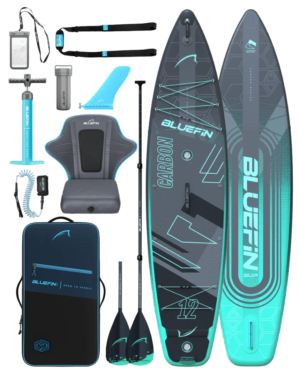 Nouveau paddleboard gonflable premium Carbon 12' - Des Équipements Pensés pour Profiter de Chaque Instant Dehors Planche à pagaie gonflable longue distance - The Wild Tribe