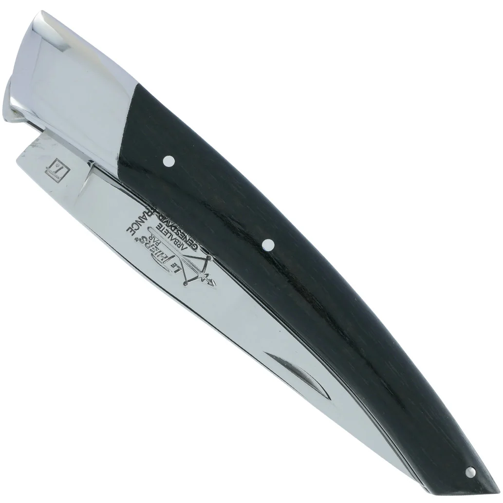 Couteau le Thiers Laguiole Arbalète Manche Ebène Ressort Guilloché 1 Mitre 12 cm Finition Brillante - Édition Limitée – L’Art de la Table Française en Promotion ! - santoku couteau cm finition édition art table promotion