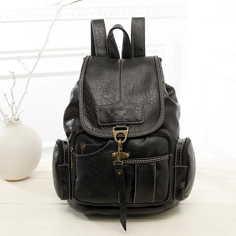 Sac à dos en cuir PU multi-poches noir avec boucle - Outdoor Sports Shop – Bons Plans Randonnée & Trekking - Peary