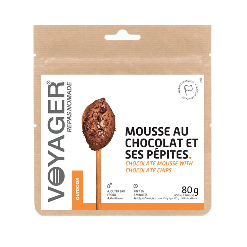 Mousse au chocolat et ses pépites lyophilisée - Outdoor Sports Shop – Bons Plans Randonnée & Trekking - Dessert