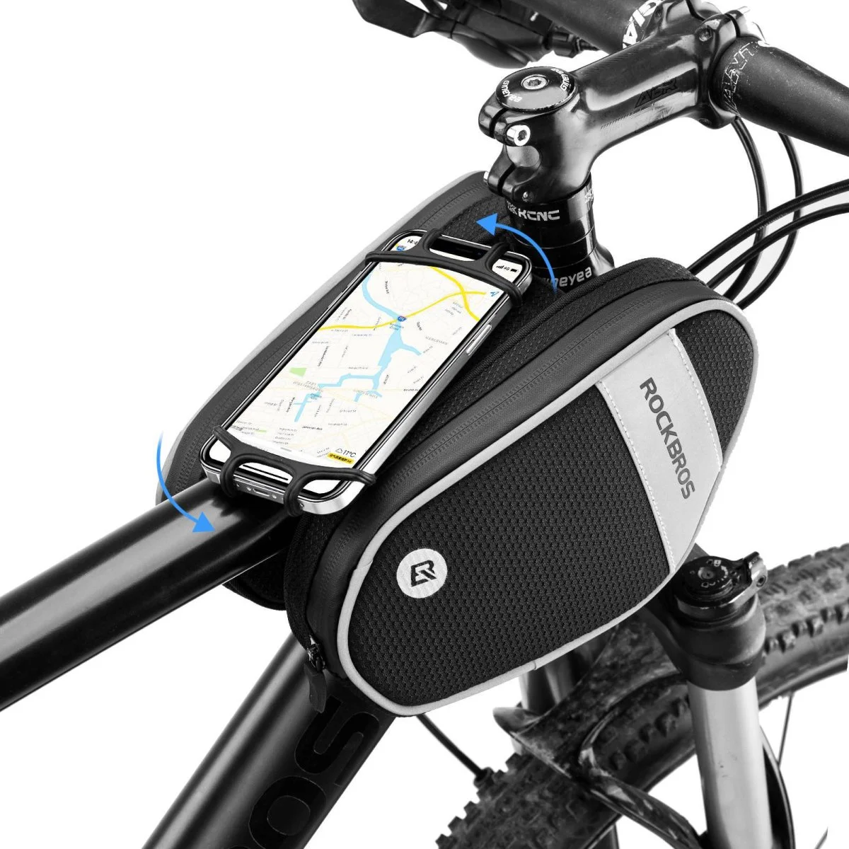 Sacoche de cadre de vélo avec support de téléphone rotatif à 360°, 1,5 L, BK ROCKBROS - Accessoires Outdoor pour Plus de Liberté de Mouvement - Ortlieb velo sling flex