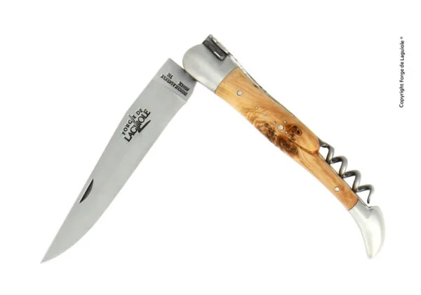 Couteau pliant avec tire-bouchon en genévrier, mitres inox finition satinée - Édition Limitée – L’Art de la Table Française en Promotion ! Couteau de poche laguiole avec tire-bouchon | Achat en ligne