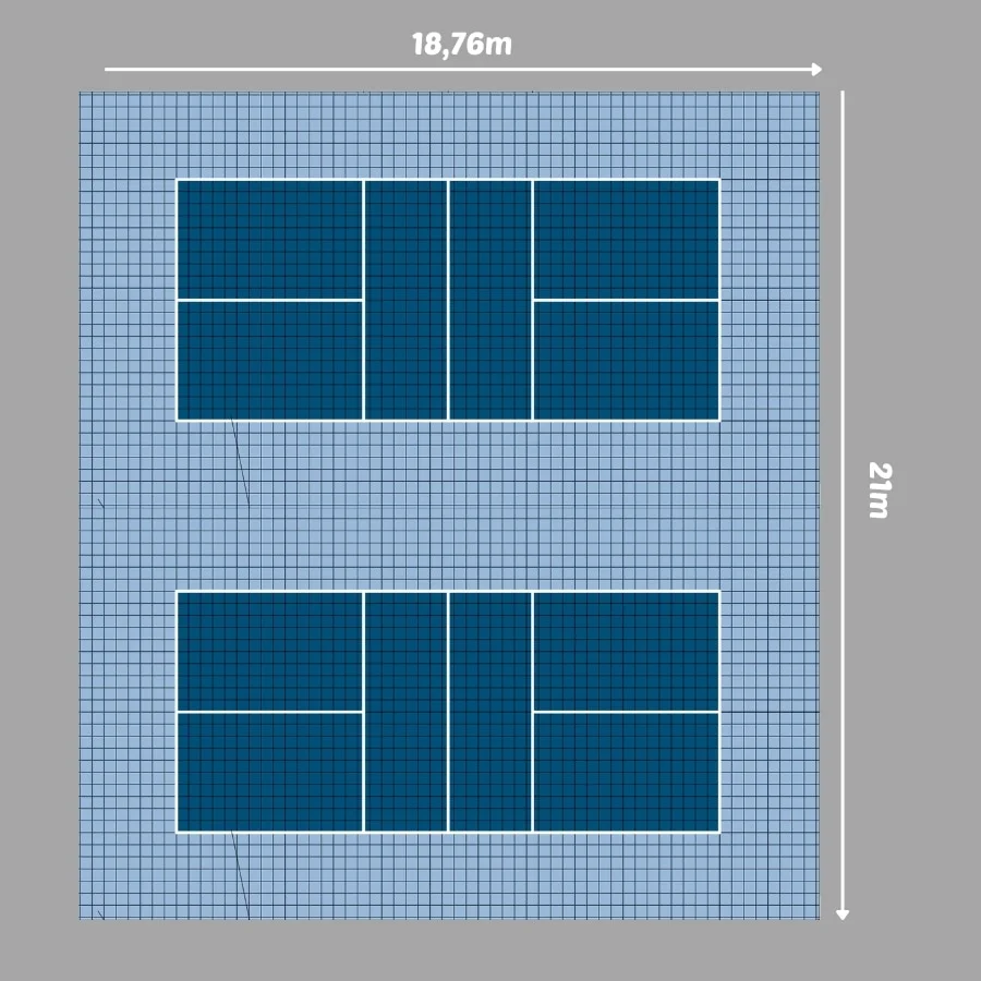Dalles pour Double Terrain de Pickleball avec Recul 18,76m x 21m (394m²) – Dimensions Officielles - Matériel sport pas cher – Meilleur rapport qualité-prix Terrain de Pickleball - Dalles ENLIO Elastic Star pour les clubs et  collectivités | Decathlon Pro