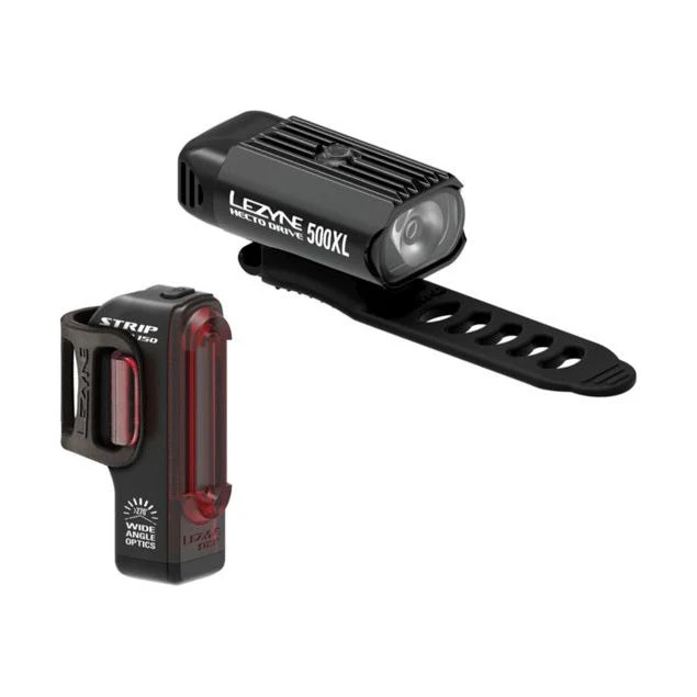 SET DE LAMPES AVANT & ARRIERE "HECTO 500 XL + STRIP DRIVE REAR" - Des Produits Outdoor Pensés pour Vos Aventures au Quotidien Éclairage Arrière Lezyne Strip Drive 300+ Noir | Alltricks.fr
