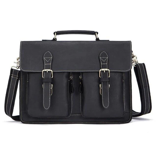 Sac bandoulière en cuir noir | JANEIRO - Outdoor Sports Shop – Bons Plans Randonnée & Guide Trekking