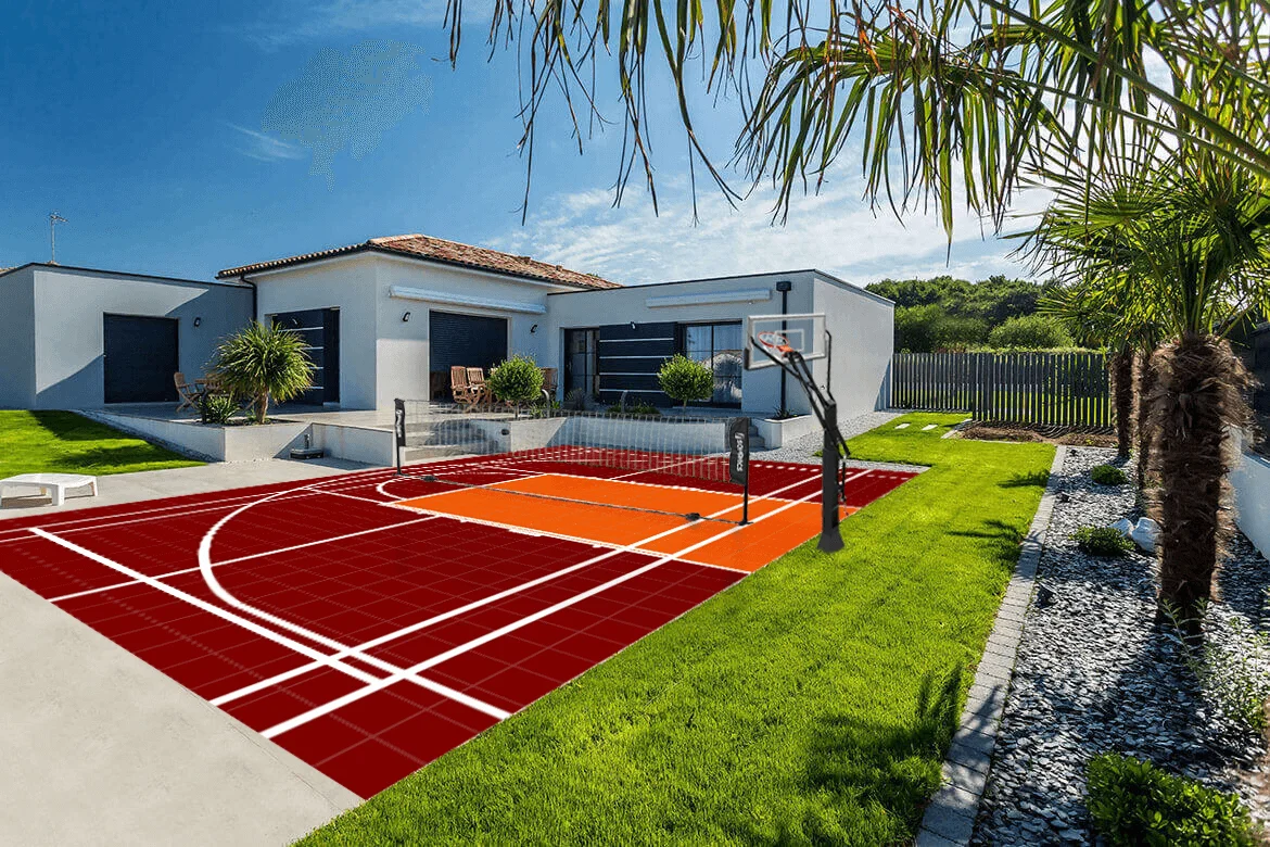 Dalles pour terrain multisport basketball et badminton 9m x 5m - Matériel sport pas cher – Meilleur rapport qualité-prix Dalles pour terrain multisport basketball et badminton 5m x 3m - Holly-Sport