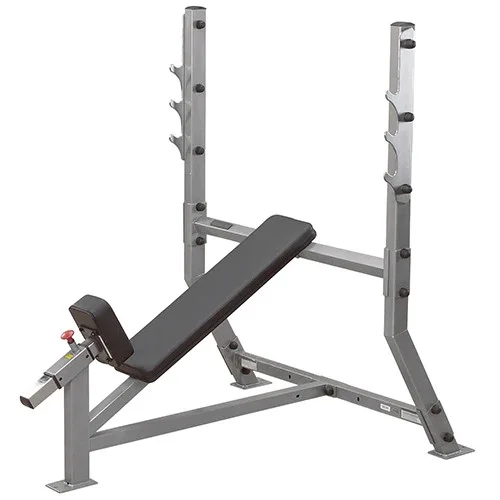 Banc Incliné Pro BodySolid: Confort et Performance Olympique - Matériel sport pas cher – Meilleur rapport qualité-prix Banc olympique incliné de musculation avec inclinaison de 30° et 3 supports  pour barre olympique - Elite séries